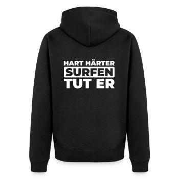 Surfer Surfen - Unisex Premium Bio Zip Hoodie - Schwarz - Hinten - Nico (187cm)