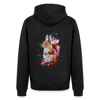 Squirrel - Unisex Premium Organic Zip Hoodie - black - Back - Nico (187cm)