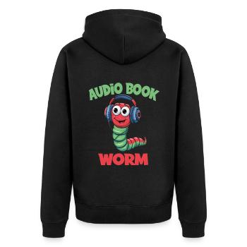 Audio Book Worm Hörbuch Hörspiel für Hörbuch - Unisex Premium Bio Zip Hoodie - Schwarz - Hinten - Nico (187cm)