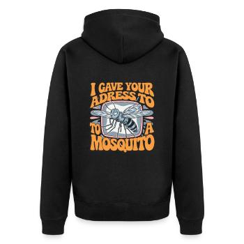 Funny Mosquito Stechmücken für Leute mit Humor - Unisex Premium Bio Zip Hoodie - Schwarz - Hinten - Nico (187cm)