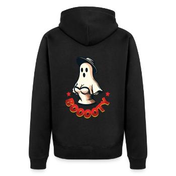Drôle Halloween Vintage Rétro Booty Ghost Fun - Veste à capuche bio Premium Unisexe - noir - Dos - Nico (187cm)