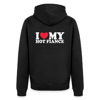 Girlfriend Freundin Beziehung Couple Liebe Pärchen - Unisex Premium Bio Zip Hoodie - Schwarz - Hinten - Nico (187cm)