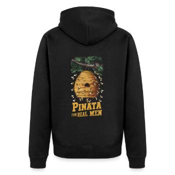 Piñata für echte Männer - Unisex Premium Bio Zip Hoodie - Schwarz - Hinten - Nico (187cm)