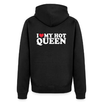 Girlfriend Freundin Beziehung Couple Liebe Pärchen - Unisex Premium Bio Zip Hoodie - Schwarz - Hinten - Nico (187cm)