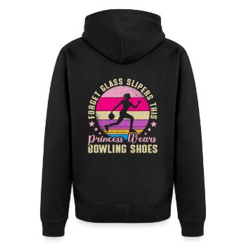 Bowling Girl Funny Ladies Team Bowler Sport - Unisex Premium Bio Zip Hoodie - Schwarz - Hinten - Nico (187cm)