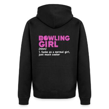 Bowling Girl Funny Ladies Team Bowler Sport - Unisex Premium Bio Zip Hoodie - Schwarz - Hinten - Nico (187cm)