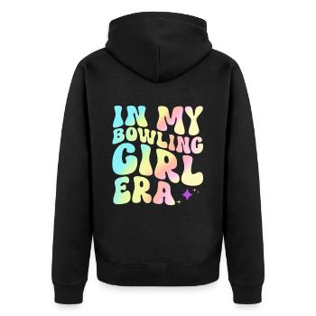 Bowling Girl Funny Ladies Team Bowler Sport - Unisex Premium Bio Zip Hoodie - Schwarz - Hinten - Nico (187cm)
