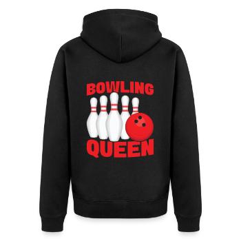 Bowling Girl Funny Ladies Team Bowler Sport - Unisex Premium Bio Zip Hoodie - Schwarz - Hinten - Nico (187cm)