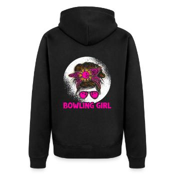 Bowling Girl Funny Ladies Team Bowler Sport - Unisex Premium Bio Zip Hoodie - Schwarz - Hinten - Nico (187cm)