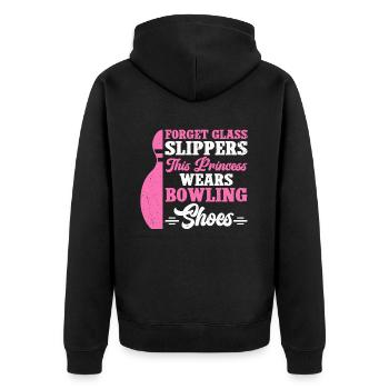 Bowling Girl Funny Ladies Team Bowler Sport - Unisex Premium Bio Zip Hoodie - Schwarz - Hinten - Nico (187cm)