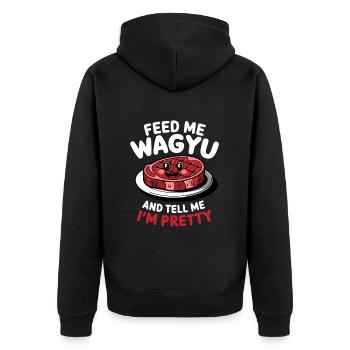 Wagyu Steak - Unisex Premium Organic Zip Hoodie - black - Back - Nico (187cm)