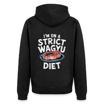 Wagyu Steak - Unisex Premium Organic Zip Hoodie - black - Back - Nico (187cm)