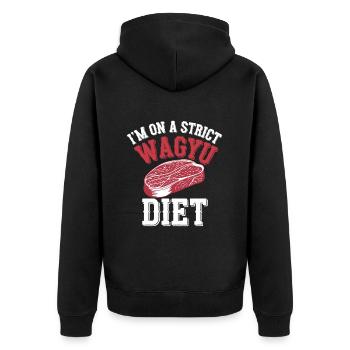 Wagyu Steak - Unisex Premium Organic Zip Hoodie - black - Back - Nico (187cm)