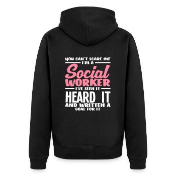 You Can't Scare Me Social Worker - Unisex Premium Organic Zip Hoodie - black - Back - Nico (187cm)