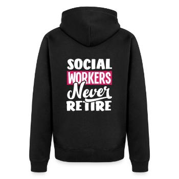 Les travailleurs sociaux ne s’arrêtent jamais - Veste à capuche bio Premium Unisexe - noir - Dos - Nico (187cm)