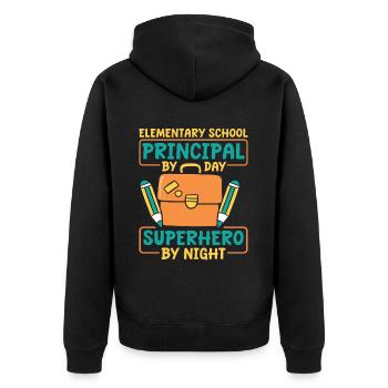 Primary school principal - Unisex Premium Organic Zip Hoodie - black - Back - Nico (187cm)