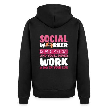 Les travailleurs sociaux font ce que vous aimez - Veste à capuche bio Premium Unisexe - noir - Dos - Nico (187cm)