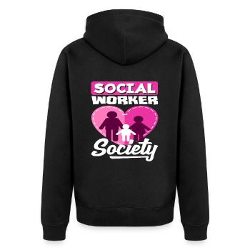Société de travail social Cœur Famille - Veste à capuche bio Premium Unisexe - noir - Dos - Nico (187cm)