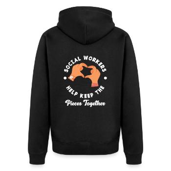 Social workers help keep the pieces together - Unisex Premium Organic Zip Hoodie - black - Back - Nico (187cm)