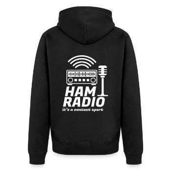 Ham Radio Contact Sport Funk Amateur - Unisex Premium Bio Zip Hoodie - Schwarz - Hinten - Nico (187cm)