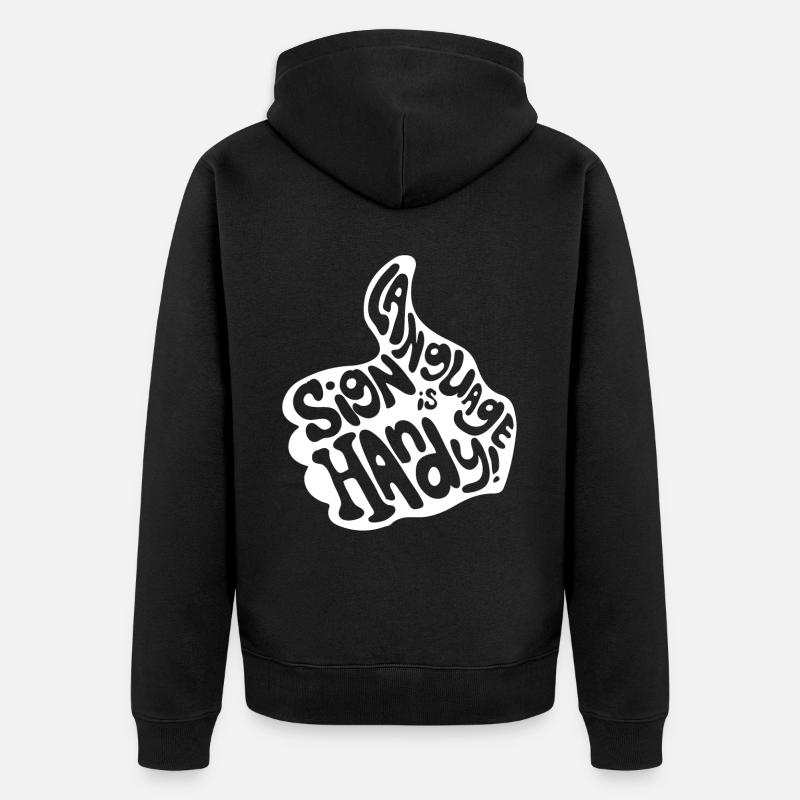 Deaf Pride Gebärdensprache - Unisex Premium Bio Zip Hoodie - Schwarz