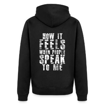 Fierté des sourds Langue des signes ASL - Veste à capuche bio Premium Unisexe - noir - Dos - Nico (187cm)