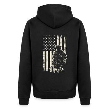 Soldat et drapeau des États-Unis – Journée des anciens combattants du 4 juillet - Veste à capuche bio Premium Unisexe - noir - Dos - Nico (187cm)