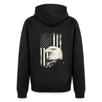 Patriot Bald Eagle – Journée des anciens combattants du 4 juillet - Veste à capuche bio Premium Unisexe - noir - Dos - Nico (187cm)