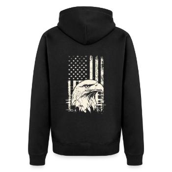 USA Patriot Weißkopfseeadler 4. Juli Veterans Day - Unisex Premium Bio Zip Hoodie - Schwarz - Hinten - Nico (187cm)