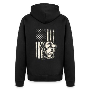 Rottweiler Patriotismus – 4. Juli und Veterans Day - Unisex Premium Bio Zip Hoodie - Schwarz - Hinten - Nico (187cm)