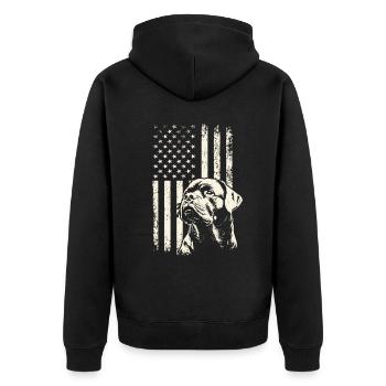 Rottweiler Patriotismus – 4. Juli und Veterans Day - Unisex Premium Bio Zip Hoodie - Schwarz - Hinten - Nico (187cm)