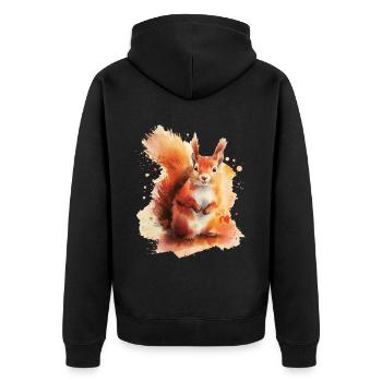 Squirrel - Unisex Premium Organic Zip Hoodie - black - Back - Nico (187cm)
