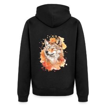Wolf - Unisex Premium Organic Zip Hoodie - black - Back - Nico (187cm)