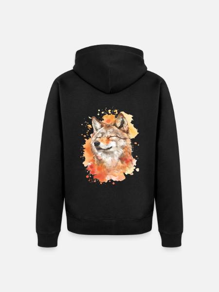 Wolf - Unisex Premium Organic Zip Hoodie - black