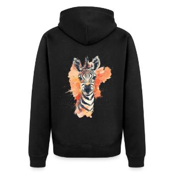 Zebra - Unisex Premium Organic Zip Hoodie - black - Back - Nico (187cm)