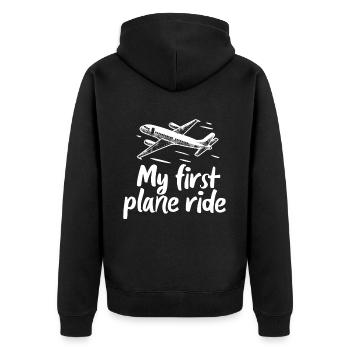 Meine Erste Flugreise Erstes Mal Fliegen - Unisex Premium Bio Zip Hoodie - Schwarz - Hinten - Nico (187cm)