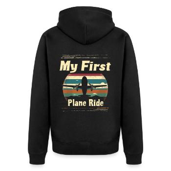 Meine Erste Flugreise Erstes Mal Fliegen - Unisex Premium Bio Zip Hoodie - Schwarz - Hinten - Nico (187cm)