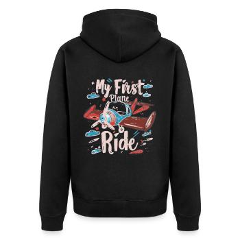 Meine Erste Flugreise Erstes Mal Fliegen - Unisex Premium Bio Zip Hoodie - Schwarz - Hinten - Nico (187cm)