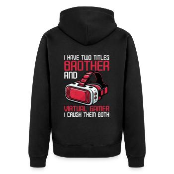 Virtual Reality Athlet Witzer VR Gamer Headset - Unisex Premium Bio Zip Hoodie - Schwarz - Hinten - Nico (187cm)