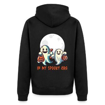 Halloween Geister In Meiner Gruseligen Ära - Unisex Premium Bio Zip Hoodie - Schwarz - Hinten - Nico (187cm)