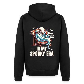 gHalloween Geist In Meiner Spooky Ära - Unisex Premium Bio Zip Hoodie - Schwarz - Hinten - Nico (187cm)