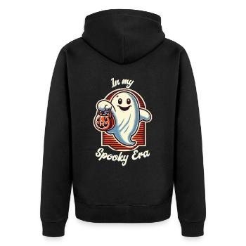 Halloween Spuk In Meiner Grusel Ära - Unisex Premium Bio Zip Hoodie - Schwarz - Hinten - Nico (187cm)