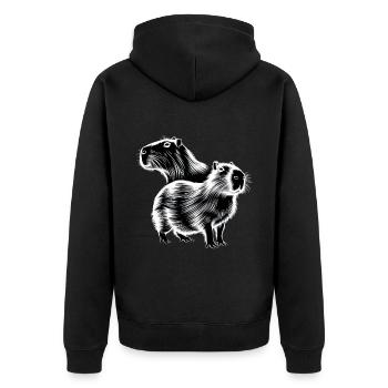 Wasserschwein - Unisex Premium Bio Zip Hoodie - Schwarz - Hinten - Nico (187cm)