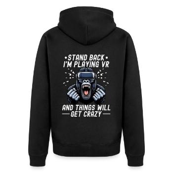 Virtual Reality Athlet Witzer VR Gamer Headset - Unisex Premium Bio Zip Hoodie - Schwarz - Hinten - Nico (187cm)
