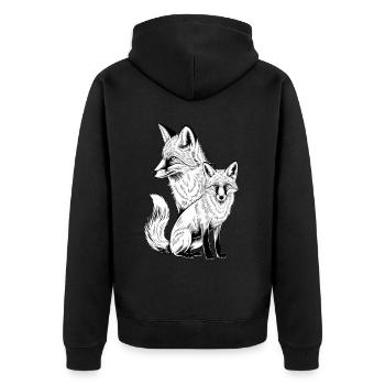 Fuchs - Unisex Premium Bio Zip Hoodie - Schwarz - Hinten - Nico (187cm)