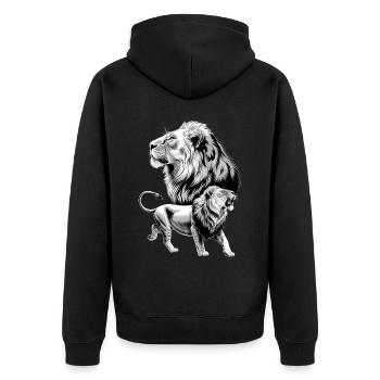 Löwe - Unisex Premium Bio Zip Hoodie - Schwarz - Hinten - Nico (187cm)