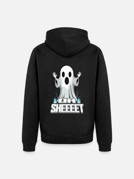 Halloween Oh Sheet Ghost Funny - Unisex Premium Organic Zip Hoodie - black