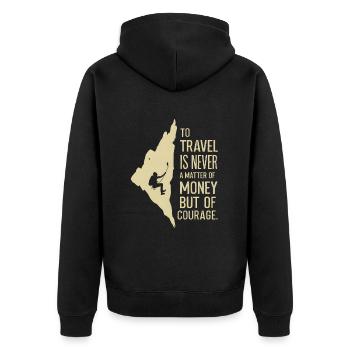 Grimpeur Voyager est une question de courage - Veste à capuche bio Premium Unisexe - noir - Dos - Nico (187cm)