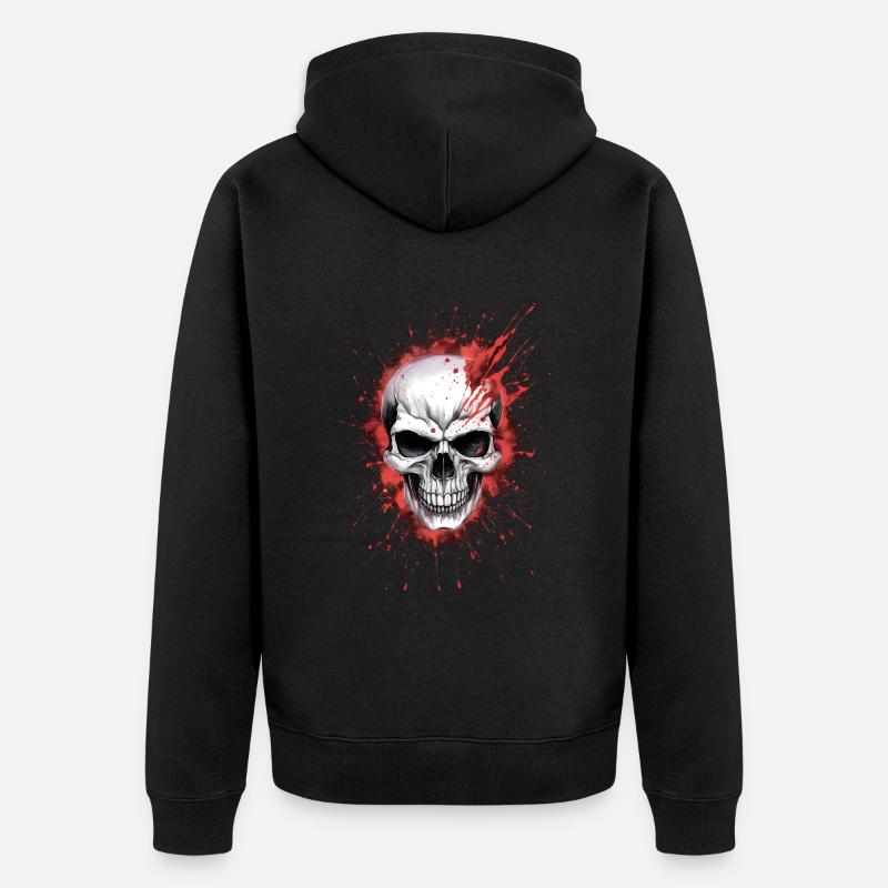 Unheimlicher Schädel mit Blut - Unisex Premium Bio Zip Hoodie - Schwarz