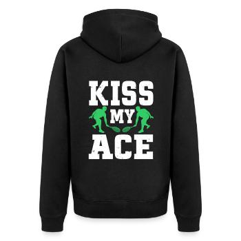 Tennis Player - Unisex Premium Bio Zip Hoodie - Schwarz - Hinten - Nico (187cm)